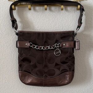 Coach Brown Signature Canvas and Leather Shoulder Bag